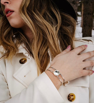 Sterling Silver Fingerprint Deco Bracelet