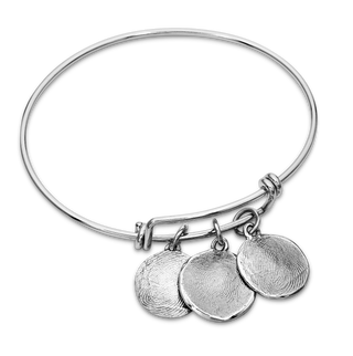 Sterling Silver Expandable Wire Cuff Fingerprint Bracelet