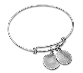 Sterling Silver Expandable Wire Cuff Fingerprint Bracelet