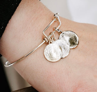 Sterling Silver Expandable Wire Cuff Fingerprint Bracelet